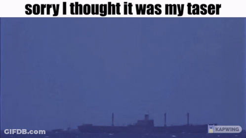 A Picture Of A Mountain With The Words Sorry I Thought It Was My Taser Below It GIF
