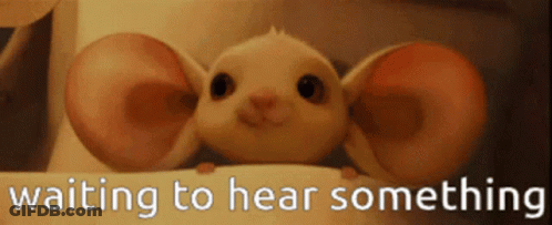 A Picture Of A Mouse With The Words Waiting To Hear Something Above It GIF