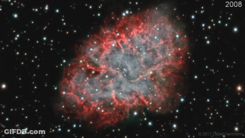 A Picture Of A Nebula With The Year 2008 On It GIF