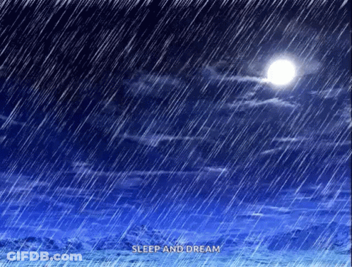 A Picture Of A Night Sky With Rain And The Words Sleep And Dream On The Bottom GIF