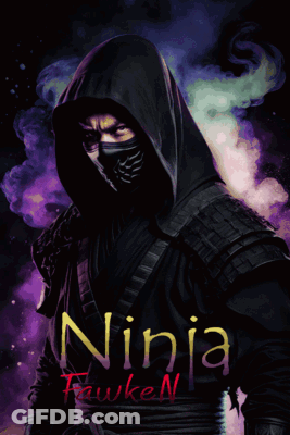 A Picture Of A Ninja With The Name Ninja Fawken On It GIF