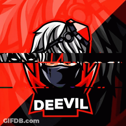 A Picture Of A Ninja With The Word Deevil On It GIF