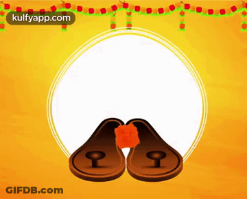 A Picture Of A Pair Of Sandals With A Flower On A Yellow Background GIF