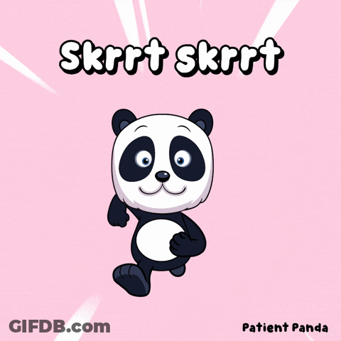 A Picture Of A Panda Bear With The Words Skrrt Skrrt Patient Panda GIF