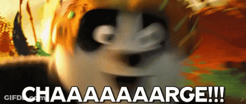 A Picture Of A Panda With The Words Chaaaaaarge !!! Written Below It GIF