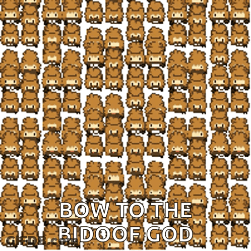 A Picture Of A Pattern With The Words Bow To The Bidoof God GIF