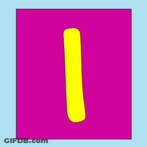 A Picture Of A Penguin And The Letter I On A Blue And Pink Background GIF