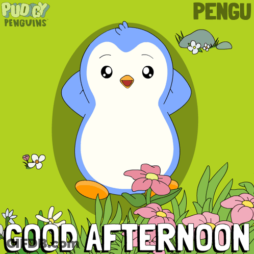 A Picture Of A Penguin That Says Good Afternoon On It GIF