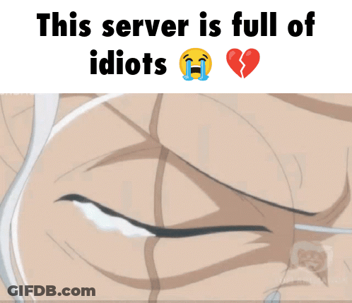 A Picture Of A Person Crying With The Words This Server Is Full Of Idiots GIF