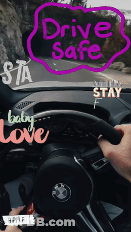 A Picture Of A Person Driving A Car With The Words " Drive Safe " On It GIF