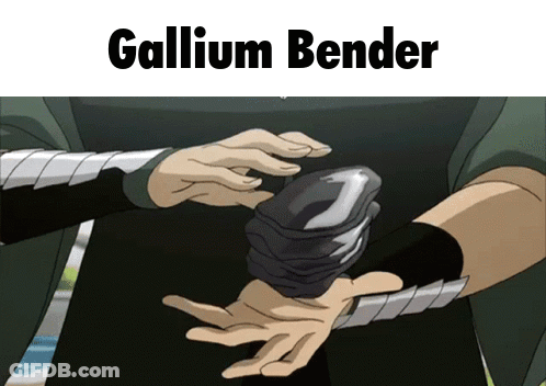 A Picture Of A Person Holding A Rock With The Words Gallium Bender Above Them GIF