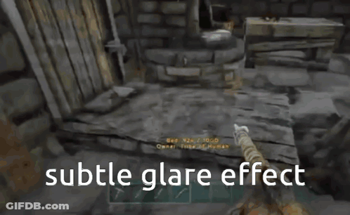 A Picture Of A Person Holding A Sword With The Words Subtle Glare Effect Below It GIF