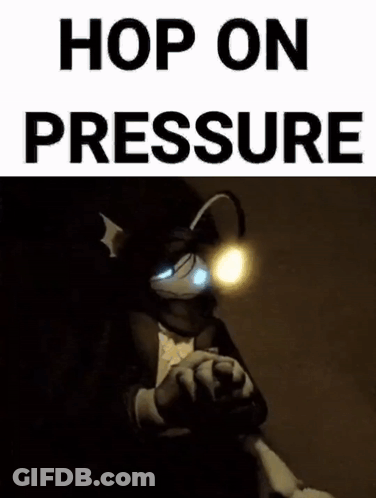 A Picture Of A Person In A Costume With The Words `` Hop On Pressure '' . GIF