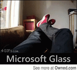 A Picture Of A Person Laying On A Couch With The Words Microsoft Glass Below GIF