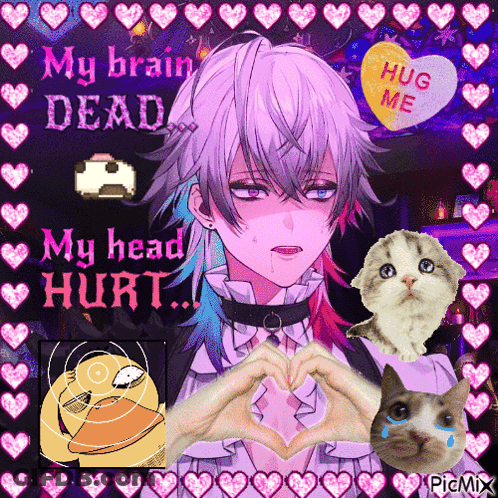 A Picture Of A Person Making A Heart With Their Hands And The Words My Brain Dead GIF