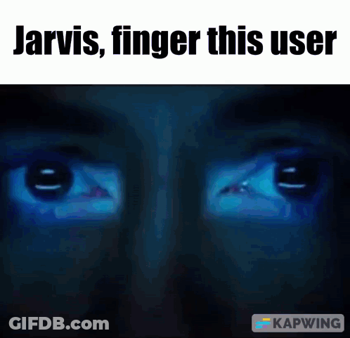 A Picture Of A Person 'S Eyes With The Words Jarvis Finger This User GIF