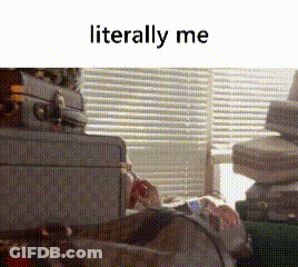 A Picture Of A Person Sitting In Front Of A Window With The Words Literally Me Below Them . GIF