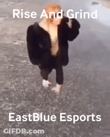A Picture Of A Person Walking On The Beach With The Words Rise And Grind Eastblue Esports GIF