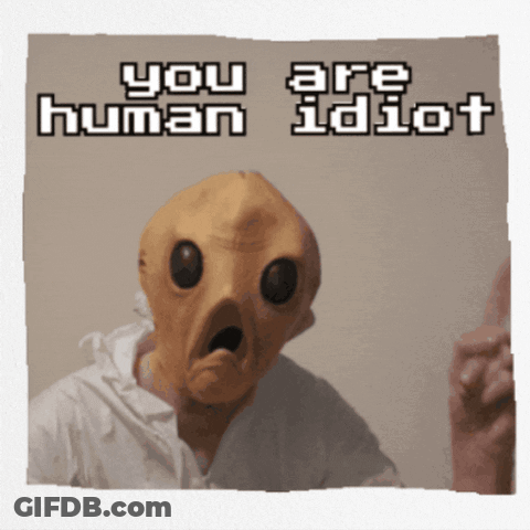 A Picture Of A Person Wearing A Mask That Says You Are Human GIF