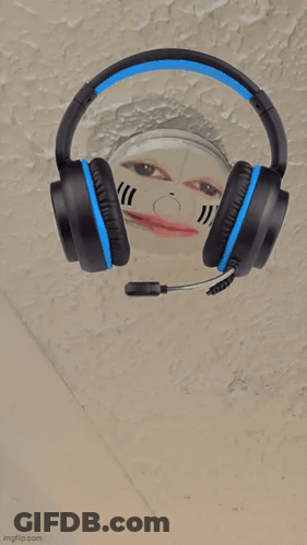 A Picture Of A Person Wearing Headphones With The Words Beep On It GIF