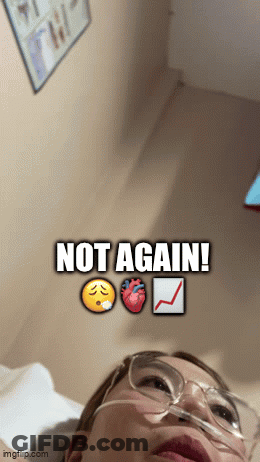 A Picture Of A Person With A Heart And The Words " Not Again " On It GIF