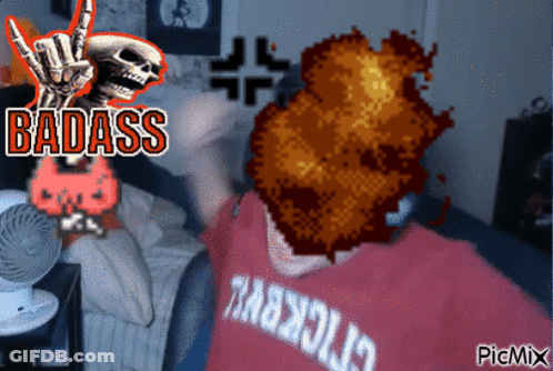 A Picture Of A Person With A Skull And The Word Badass GIF