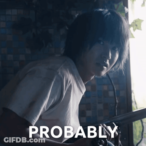 A Picture Of A Person With The Word Probably Written On It GIF