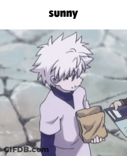 A Picture Of A Person With The Word Sunny On The Bottom GIF