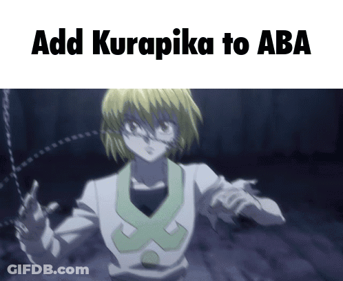 A Picture Of A Person With The Words Add Kurapika To Aba GIF