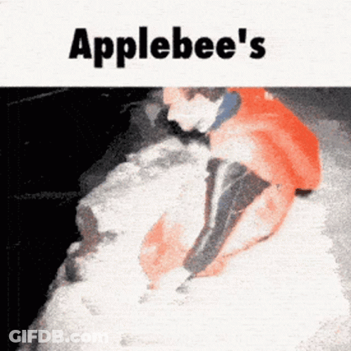 A Picture Of A Person With The Words Applebee 'S On The Top GIF