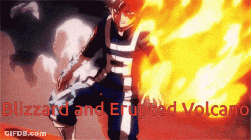 A Picture Of A Person With The Words Blizzard And Erupted Volcanic Written On It GIF