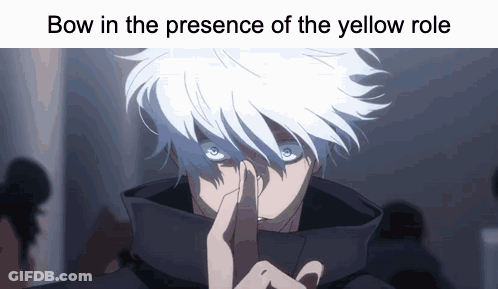 A Picture Of A Person With The Words Bow In The Presence Of The Yellow Role On It GIF