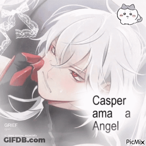 A Picture Of A Person With The Words Casper Ama A Angel On It GIF