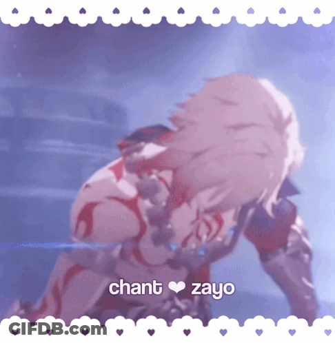 A Picture Of A Person With The Words Chant Zayo Written On It GIF