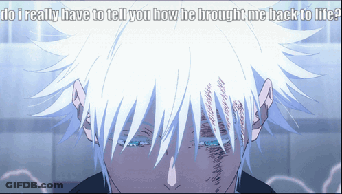 A Picture Of A Person With The Words Do I Really Have To Tell You How He Brought Me Back To Life On The Bottom GIF