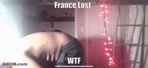 A Picture Of A Person With The Words France Lost Wtf Written On It GIF