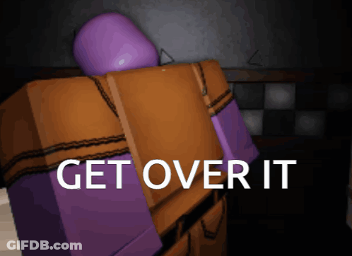 A Picture Of A Person With The Words Get Over It Written On It GIF