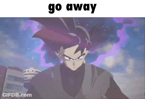 A Picture Of A Person With The Words Go Away Above Them GIF
