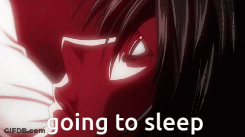 A Picture Of A Person With The Words " Going To Sleep " Below It GIF