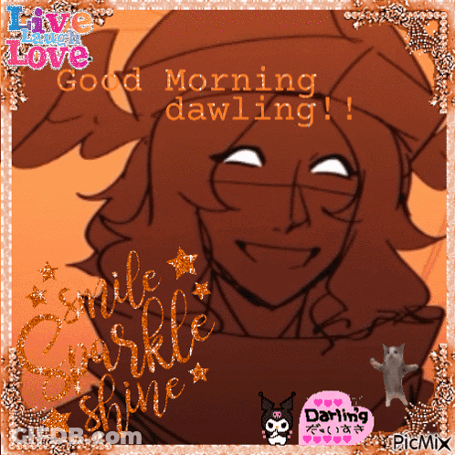A Picture Of A Person With The Words " Good Morning Dawling " On It GIF