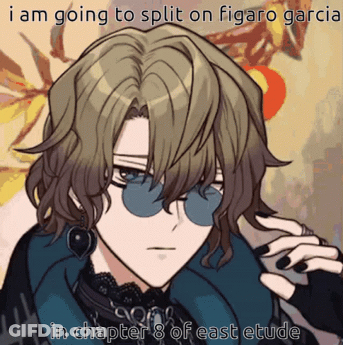 A Picture Of A Person With The Words I Am Going To Split On Figaro Garcia In Chapter 8 Of East Etude Written On It GIF