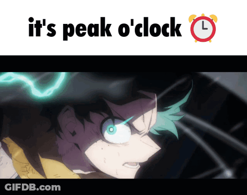 A Picture Of A Person With The Words It 'S Peak O ' Clock GIF