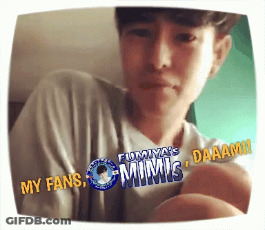 A Picture Of A Person With The Words " My Fans Mimis " On It GIF