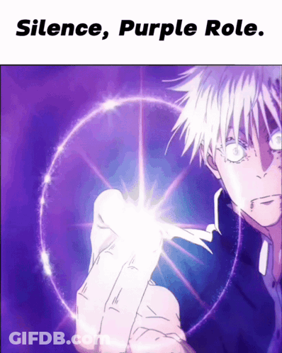 A Picture Of A Person With The Words Silence Purple Role On The Top GIF