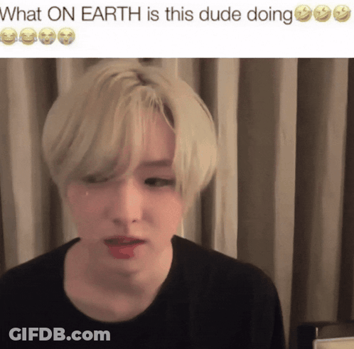 A Picture Of A Person With The Words What On Earth Is This Dude Doing GIF