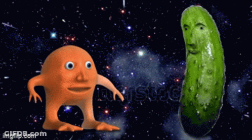 A Picture Of A Pickle With A Face And The Words " Waterstic " In The Corner GIF