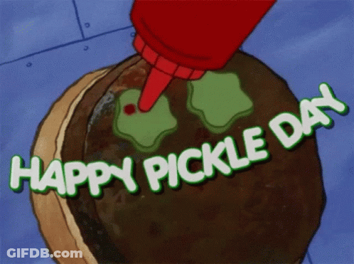 A Picture Of A Pickle With The Words Happy Pickle Day Written On It GIF