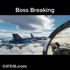 A Picture Of A Plane In The Sky With The Words Boss Breaking GIF