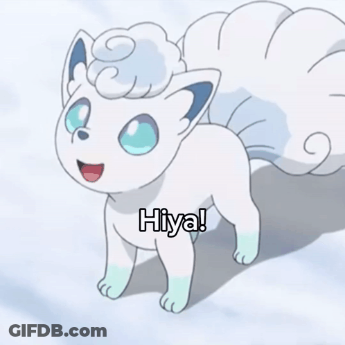 A Picture Of A Pokemon With The Word Hiya Written On It GIF