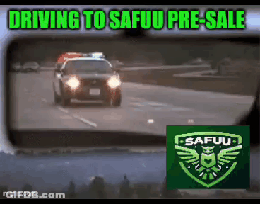 A Picture Of A Police Car Driving Down A Highway With The Words Driving To Safuu Pre-Sale GIF